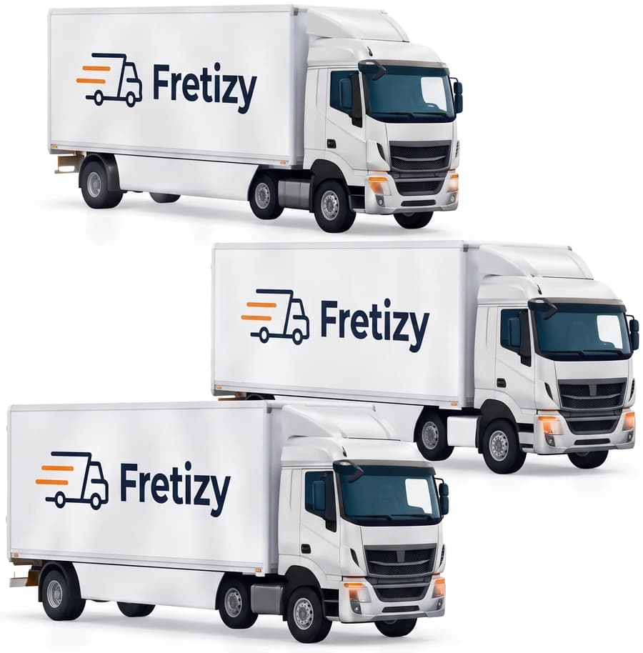Trois camions du réseau de transporteurs partenaires aux couleurs Fretizy